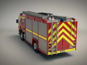 low poly fire truck 02 3D Model