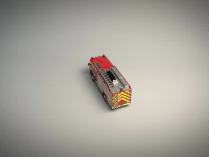 low poly fire truck 02 3D Model