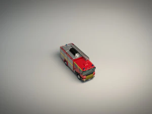 low poly fire truck 02 3D Model