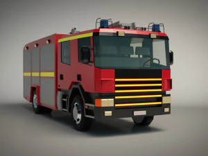 low poly fire truck 02 3D Model