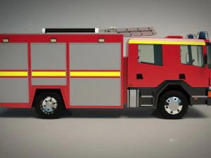 low poly fire truck 02 3D Model