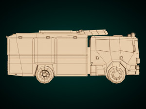 low poly fire truck 02 3D मॉडल