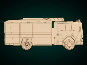 low poly fire truck 02 3D Model