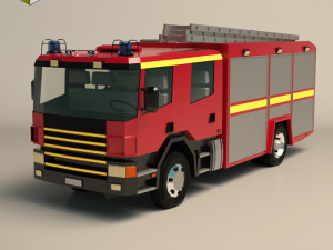 low poly fire truck 02 3D मॉडल