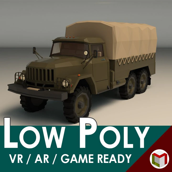 low poly military truck 3D Model .c4d .max .obj .3ds .fbx .stl .blend 