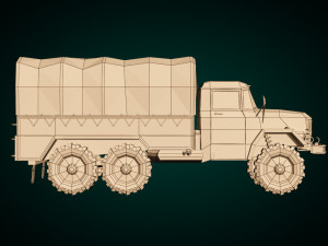 low poly military truck 3Dモデル