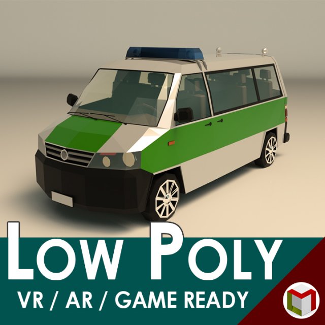 low poly police van 02 Model 3D .c4d .max .obj .3ds .fbx .stl .blend 