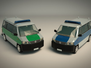 low poly police van 02 Model 3D