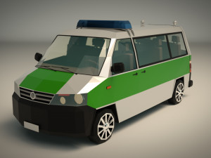 low poly police van 02 Model 3D