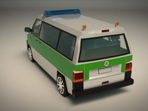 low poly police van 02 Model 3D