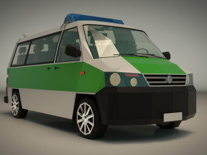 low poly police van 02 Model 3D