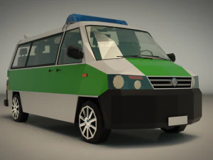 low poly police van 02 3D Model