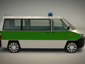 low poly police van 02 Model 3D