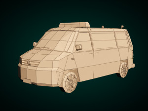 low poly police van 02 Model 3D