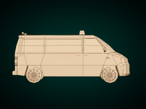 low poly police van 02 Model 3D