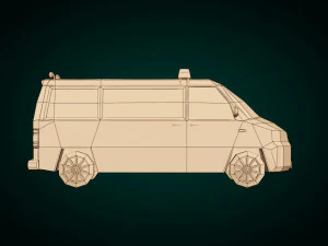 low poly police van 02 3D Model