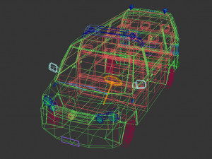 low poly police van 02 Model 3D