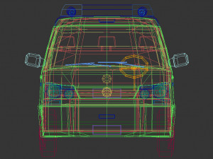 low poly police van 02 Model 3D