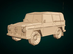 low poly military jeep 02 3D Model