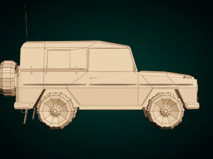 low poly military jeep 02 3D Model