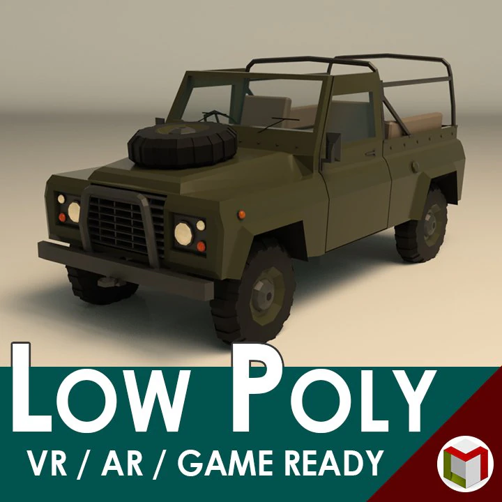 low poly military jeep 03 3D Model .c4d .max .obj .3ds .fbx .stl .blend