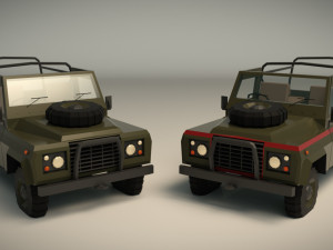 low poly military jeep 03 3D 모델
