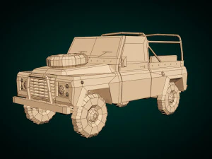 low poly military jeep 03 3D Model