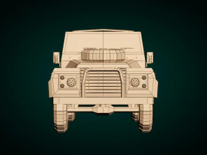 low poly military jeep 03 3D Model