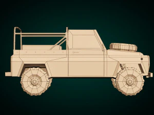 low poly military jeep 03 3D Model