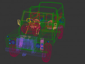 low poly military jeep 03 3D 모델