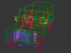 low poly military jeep 03 3D Model