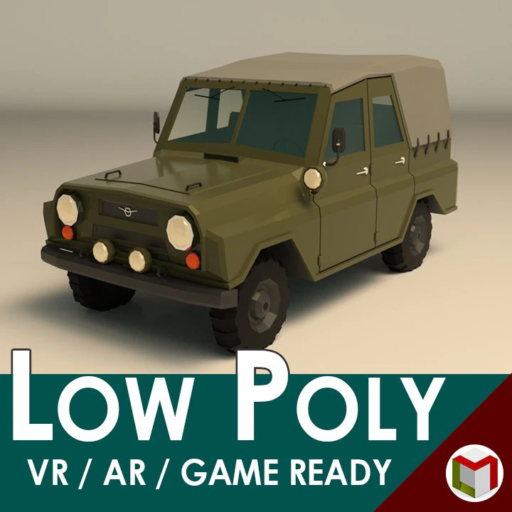 low poly military jeep 04 3D Model .c4d .max .obj .3ds .fbx .stl .blend 