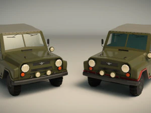 low poly military jeep 04 3D Model