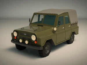 low poly military jeep 04 3D Model