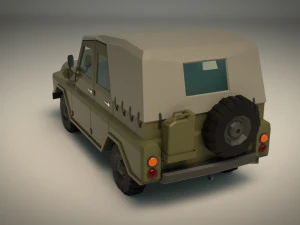 low poly military jeep 04 3D Model