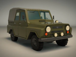 low poly military jeep 04 3D Model