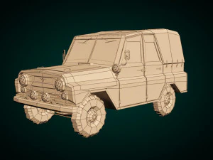 low poly military jeep 04 3D Model