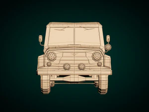low poly military jeep 04 3D Model