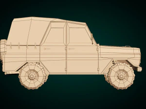 low poly military jeep 04 3D Model