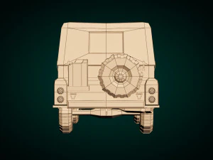 low poly military jeep 04 3D Model