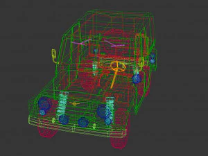 low poly military jeep 04 3D Model