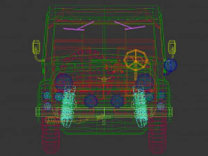 low poly military jeep 04 3D Model