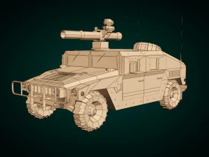 low poly humvee 03 3D Model