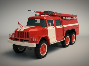 low poly fire truck 03 3D Model