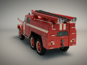 low poly fire truck 03 3D Model