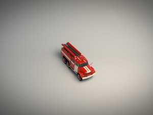 low poly fire truck 03 3D Model