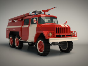 low poly fire truck 03 3D Model