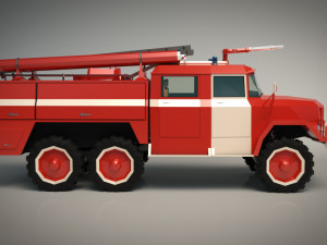 low poly fire truck 03 3D Model