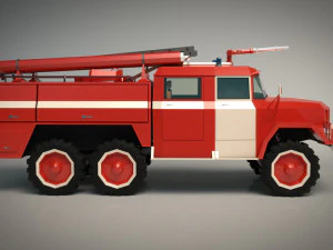 camion dei pompieri a basso poli 03 Modello 3D