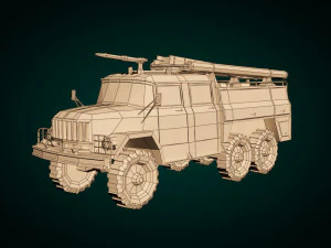 camion dei pompieri a basso poli 03 Modello 3D